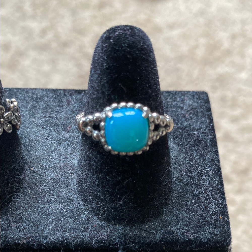 Pandora Blue and Sterling Silver Ornate Ring